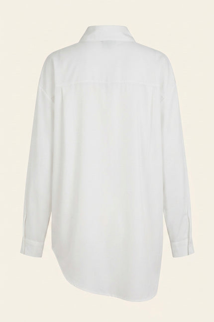 Asymmetrical Print Shirt - White Pink - Back