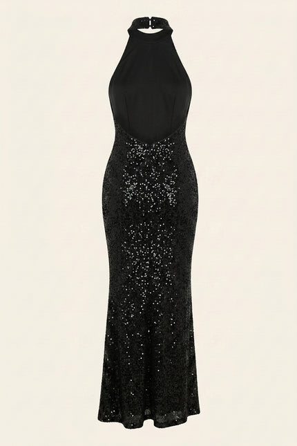 Allover Embellish Dress - Black - Back