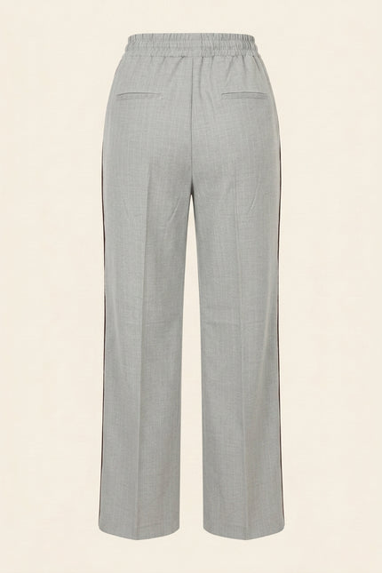 Pinstripe Double-Breasted Wool Suit - Grey - Back
