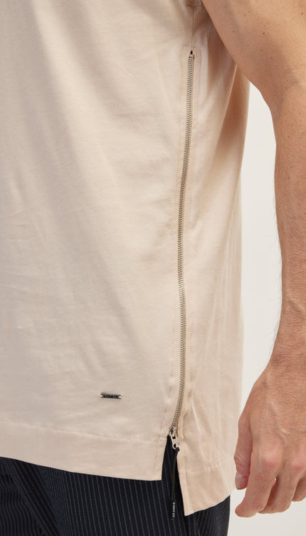 Beige Zero Sleeve T-Shirt - Ron Tomson