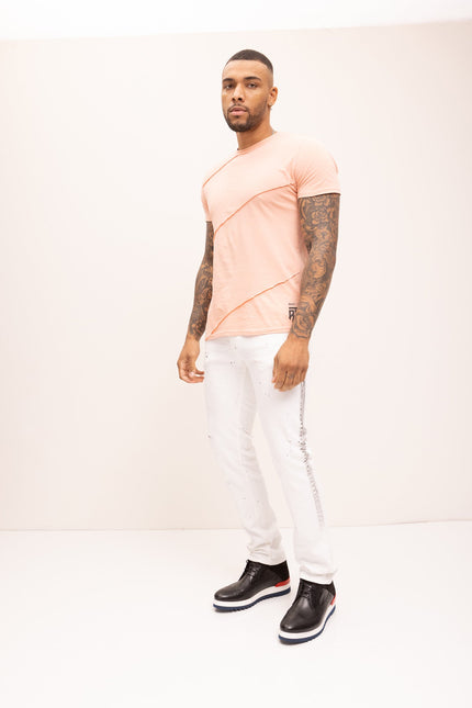 Black Paint Splattered Side Striped Jeans - White - Ron Tomson