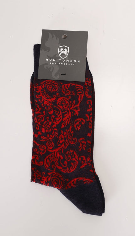 Black Red Paisley Sock - Ron Tomson