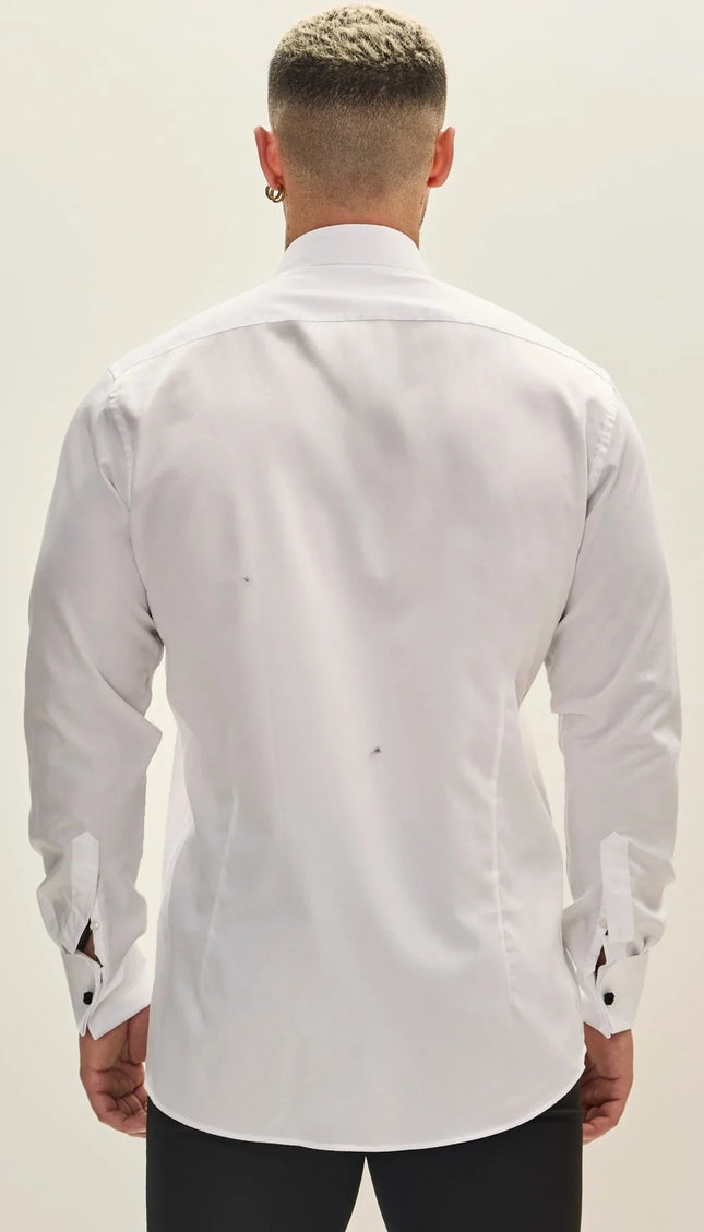 Black Striped Tuxedo Shirt - White - Ron Tomson