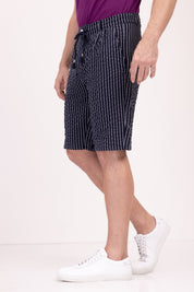 Bondi Casual Striped Shorts - Navy White - Ron Tomson
