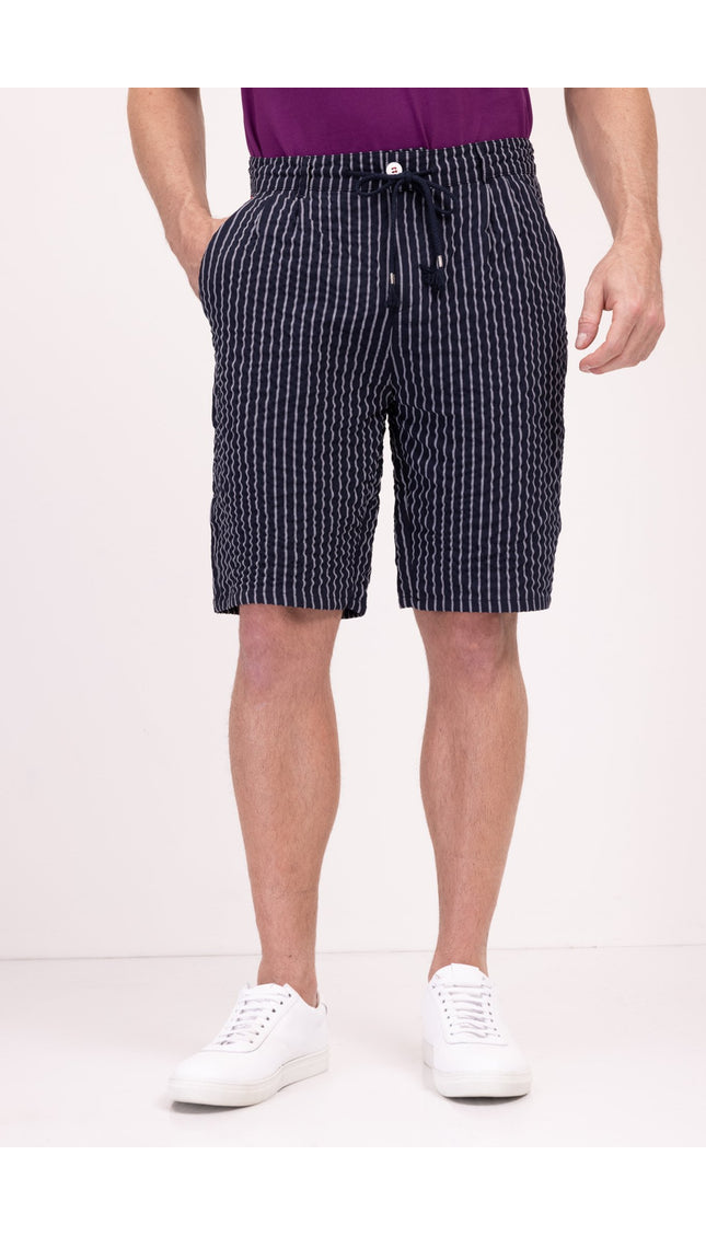Bondi Casual Striped Shorts - Navy White - Ron Tomson
