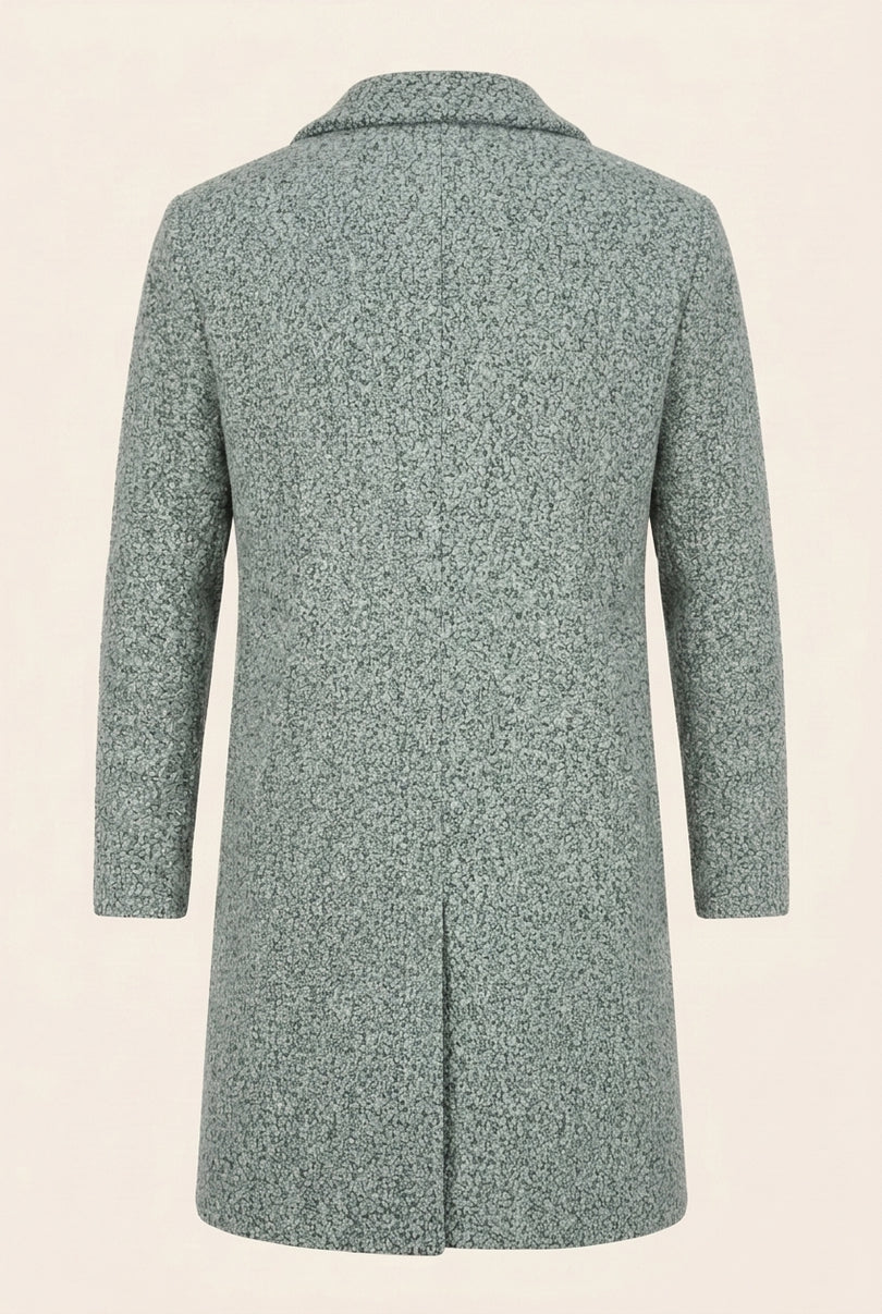 Boucle Pea Coat - Grey Green - Back