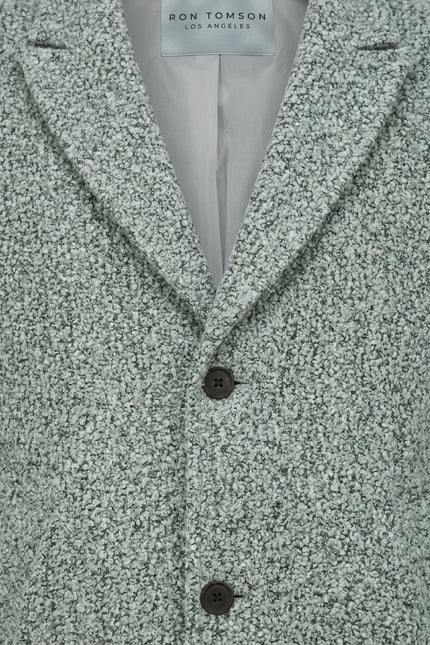 Boucle Pea Coat - Grey Green - Detail