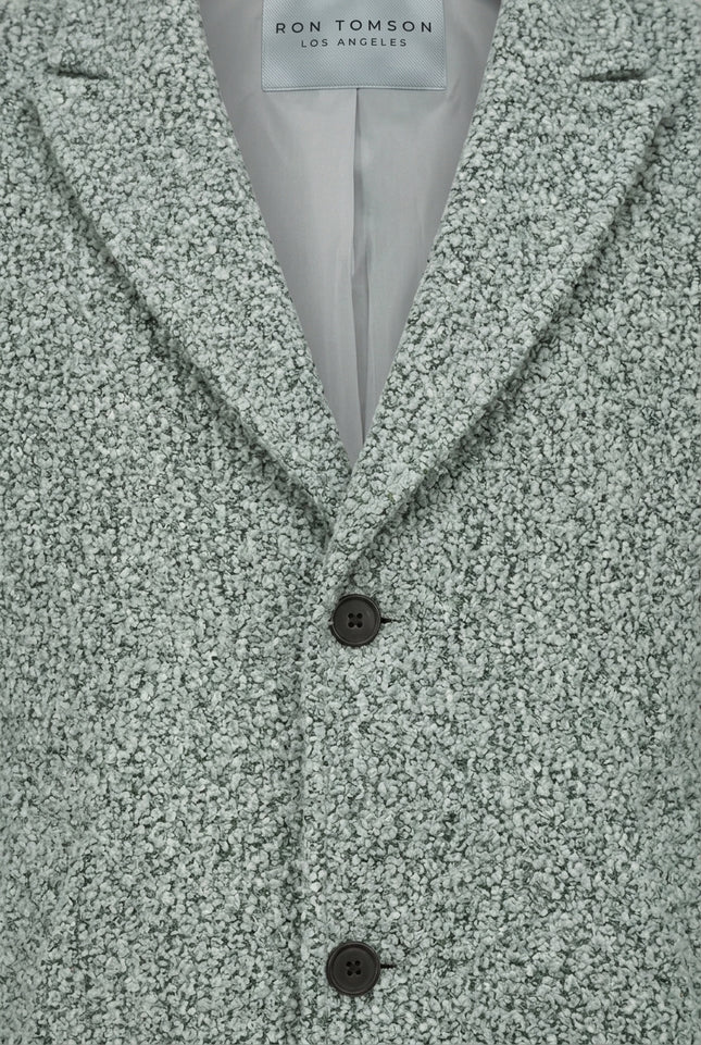 Boucle Pea Coat - Grey Green - Detail