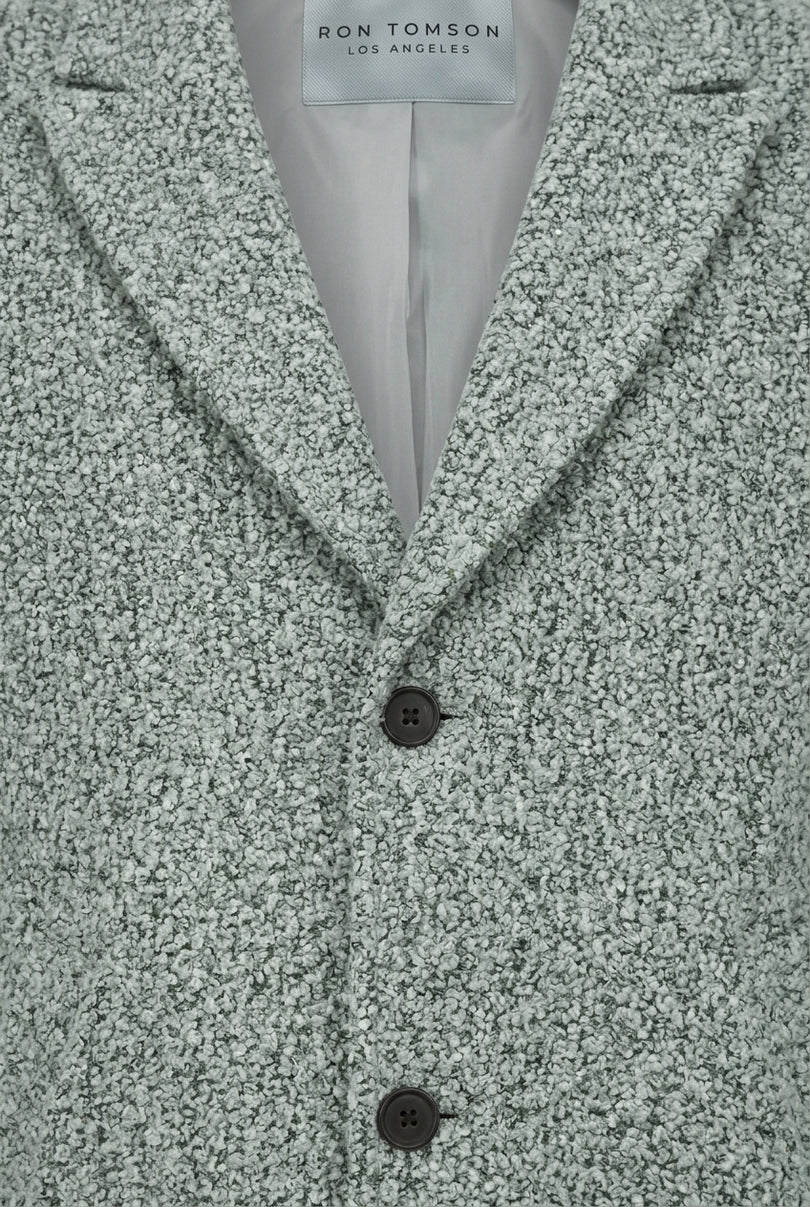 Boucle Pea Coat - Grey Green - Detail