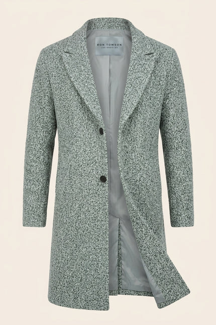 Boucle Pea Coat - Grey Green - Front