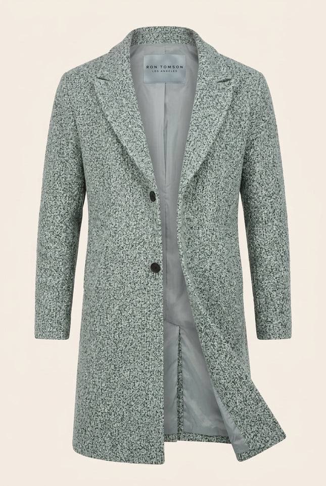Boucle Pea Coat - Grey Green - Front