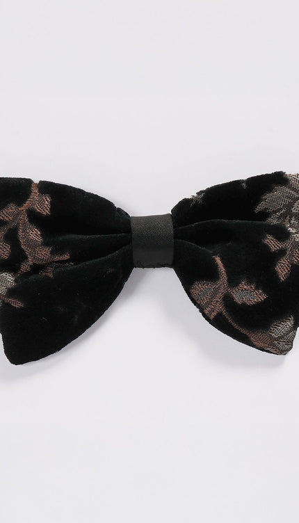 Bowtie Black Beige Line Butterfly - Ron Tomson