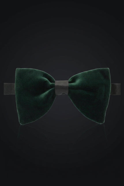 Velvet Pre-Tied Bow Tie - Green - front
