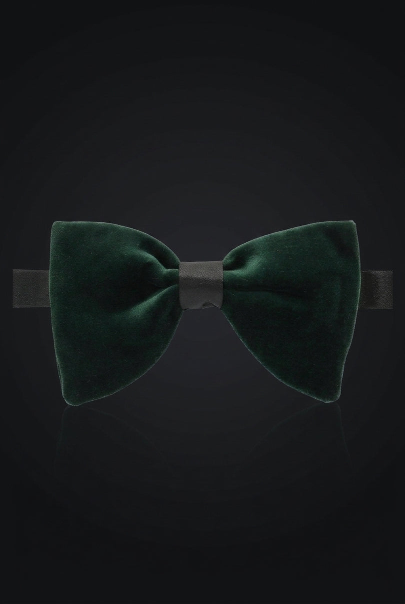 Velvet Pre-Tied Bow Tie - Green - front
