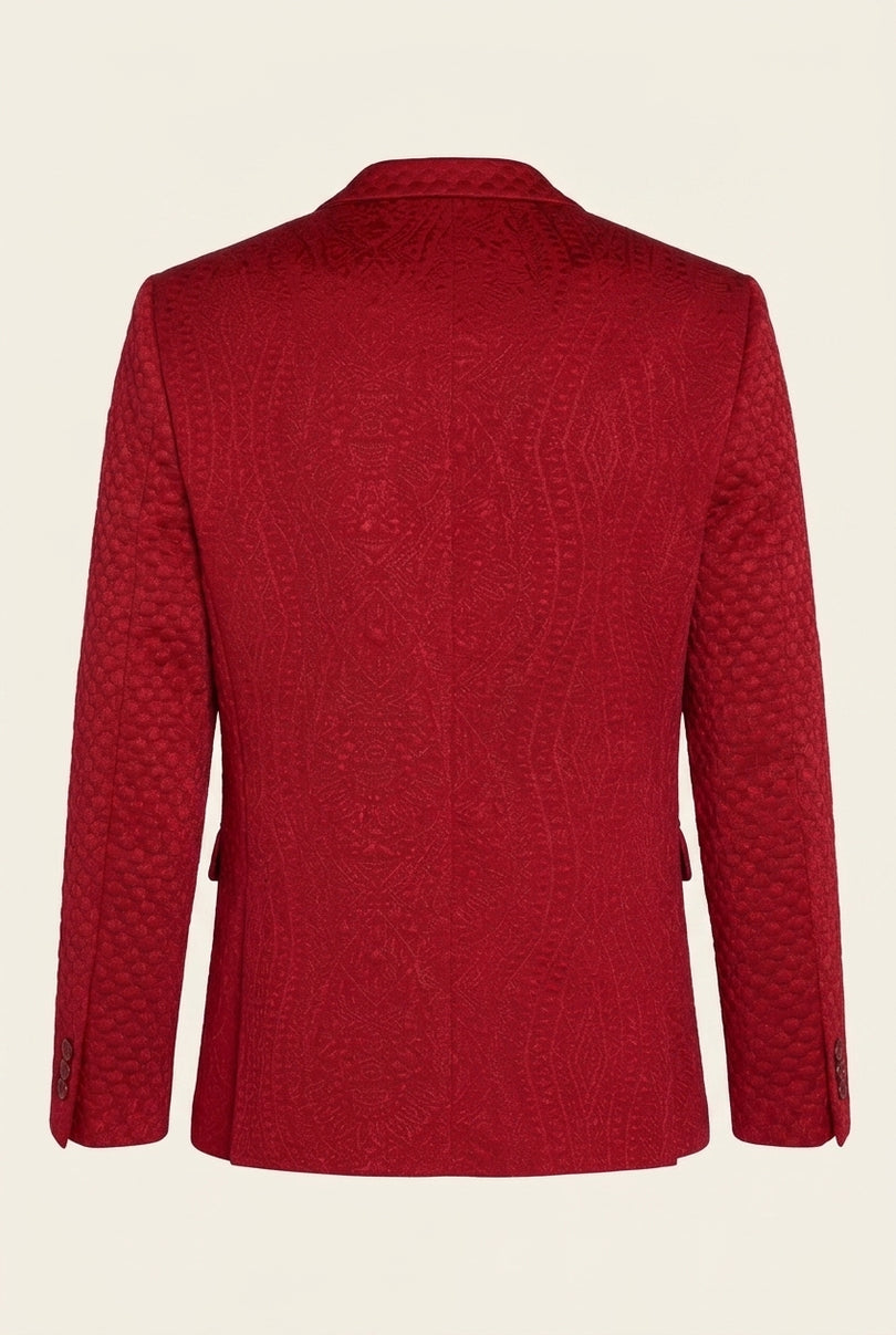 Brocade Blazer - Red - Back