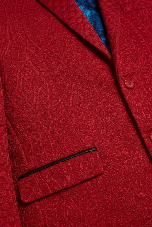 Brocade Blazer - Red - Detail