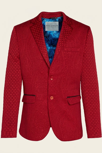 Brocade Blazer - Red - Front