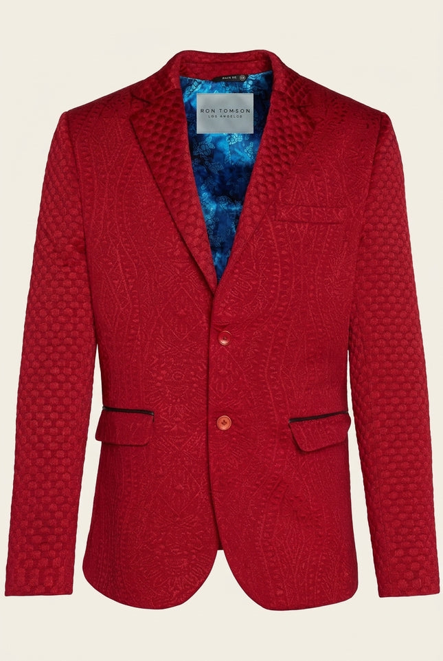 Brocade Blazer - Red - Front