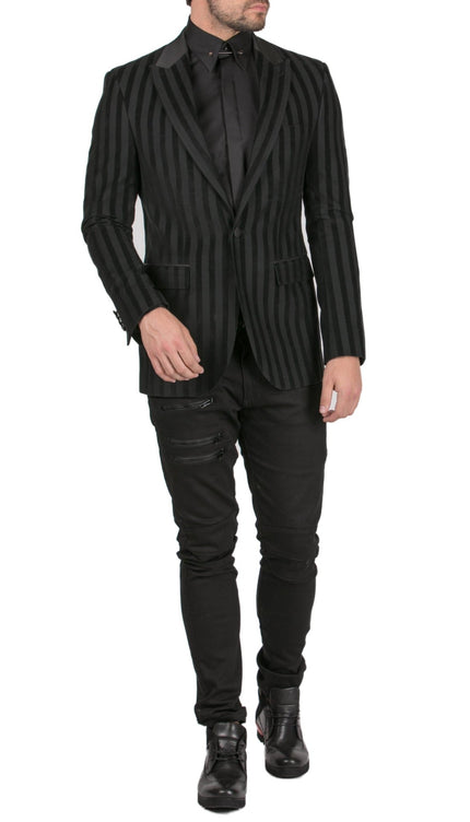 Brushed Striped Italian Velvet Dinner Jacket - Ron Tomson