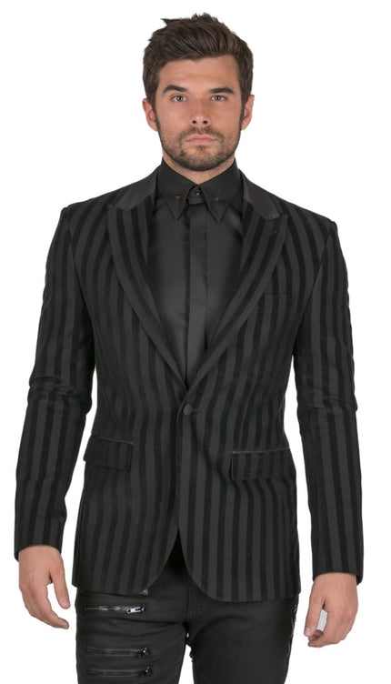 Brushed Striped Italian Velvet Dinner Jacket - Ron Tomson