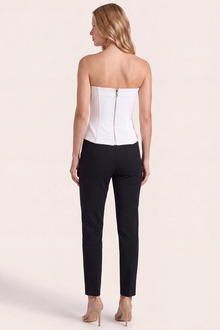 Button-Detail Strapless Top - White - back view