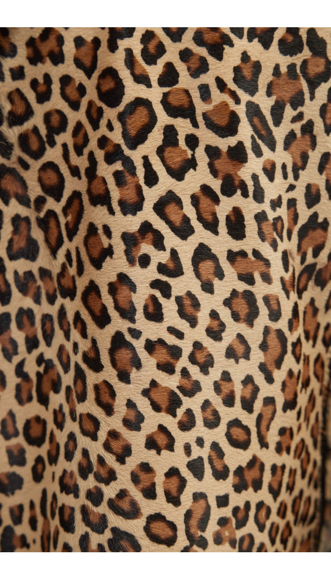 Calf Hide Asymmetric Leather Jacket - Cheetah - Ron Tomson