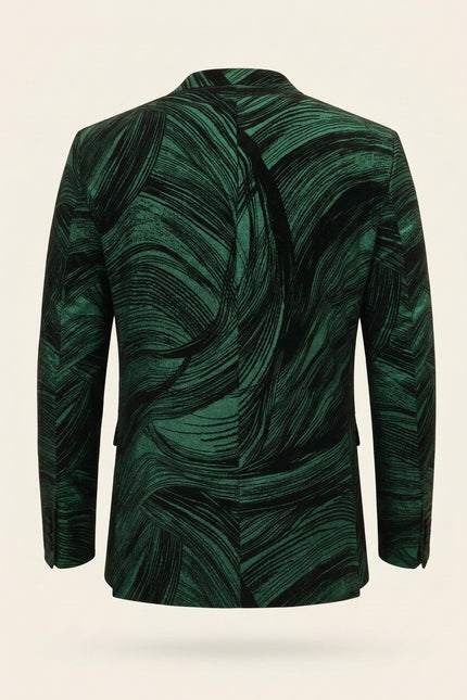 Cascading Peak Lapel Tuxedo Jacket - Green - Back