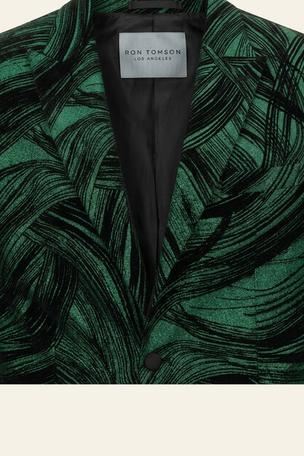 Cascading Peak Lapel Tuxedo Jacket - Green - Detail