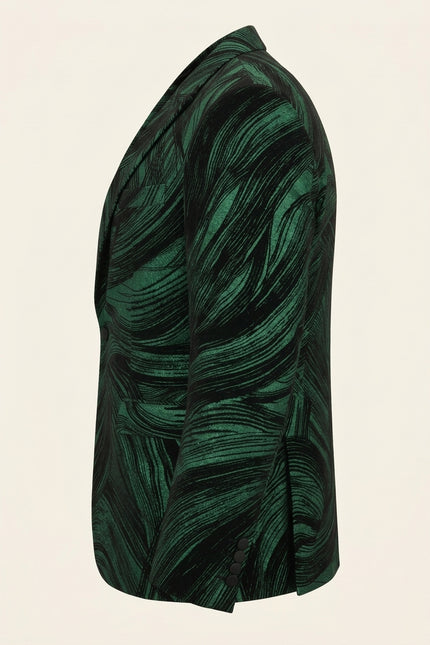 Cascading Peak Lapel Tuxedo Jacket - Green - Side