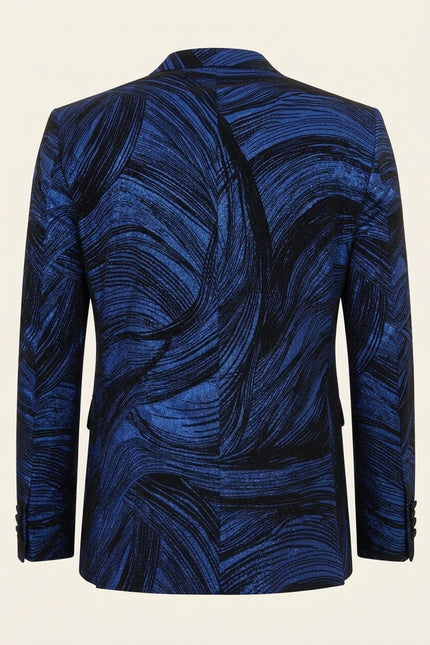 Cascading Peak Lapel Tuxedo Jacket - Navy - Back