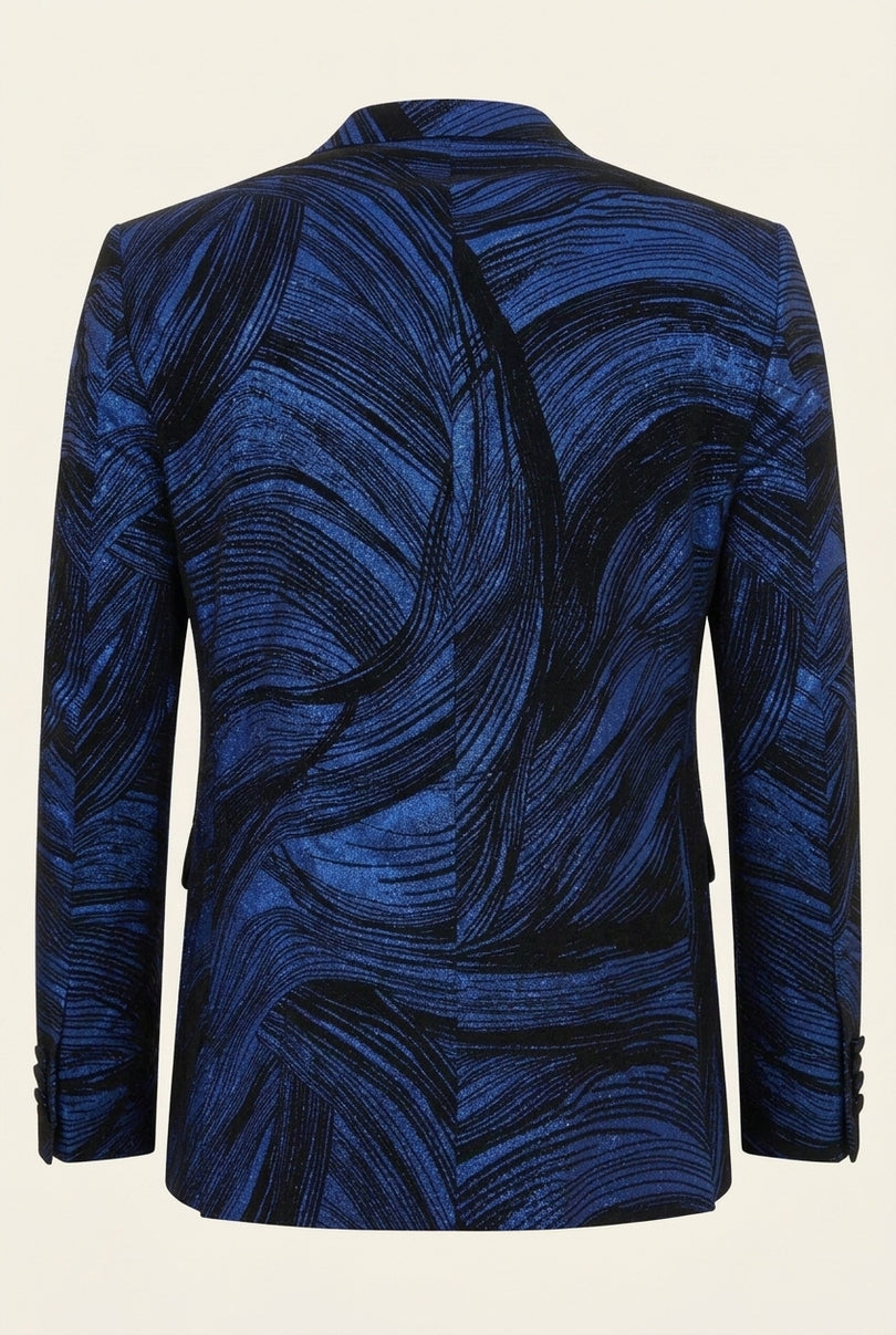 Cascading Peak Lapel Tuxedo Jacket - Navy - Back