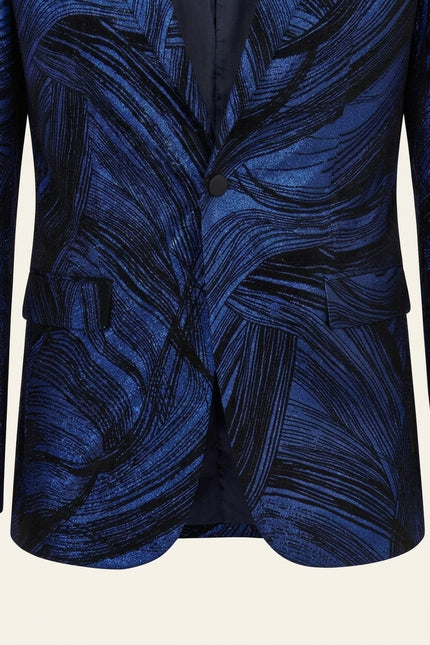 Cascading Peak Lapel Tuxedo Jacket - Navy - Detail