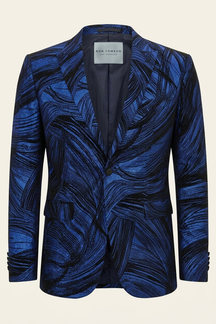Cascading Peak Lapel Tuxedo Jacket - Navy - Front