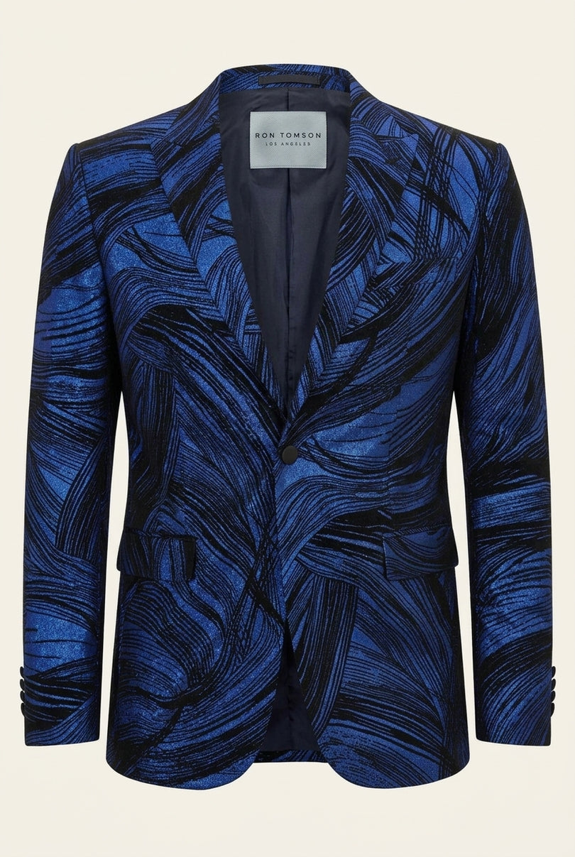 Cascading Peak Lapel Tuxedo Jacket - Navy - Front