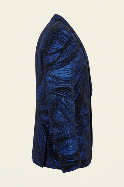 Cascading Peak Lapel Tuxedo Jacket - Navy - Side