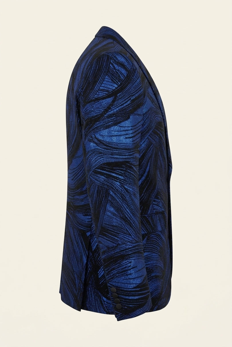 Cascading Peak Lapel Tuxedo Jacket - Navy - Side