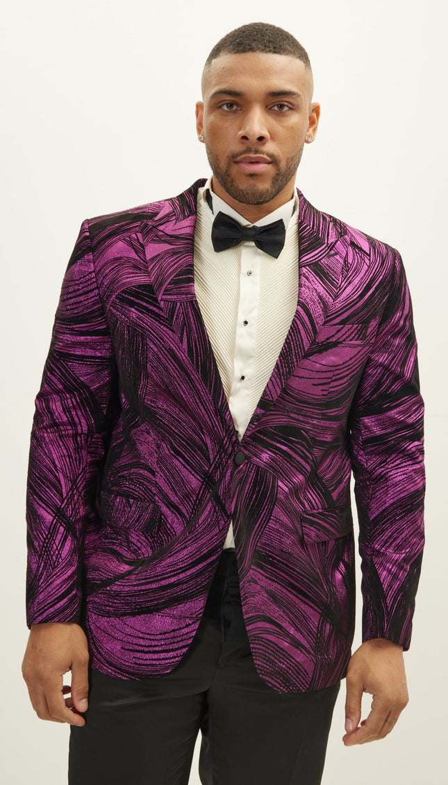 Cascading Peak Lapel Tuxedo Jacket - Pink - Ron Tomson