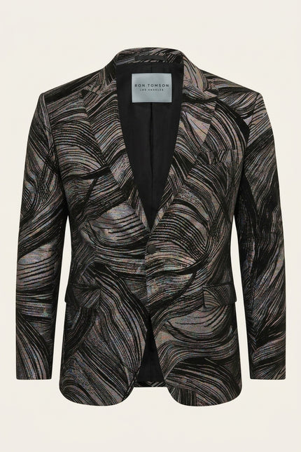 Cascading Peak Lapel Tuxedo Jacket - Rainbow - Front