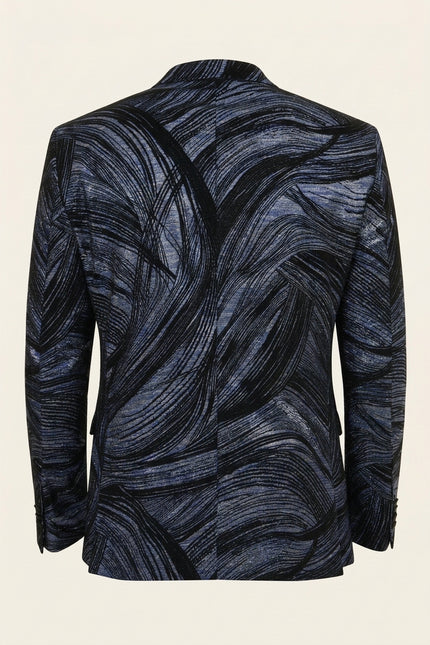 Cascading Peak Lapel Tuxedo Jacket - Turquoise - Back