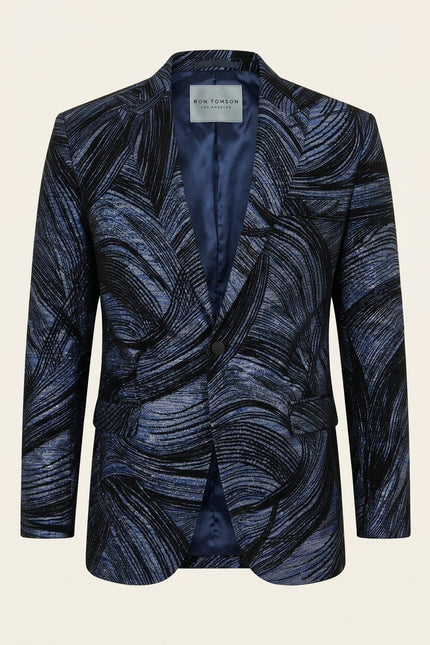 Cascading Peak Lapel Tuxedo Jacket - Turquoise - Front