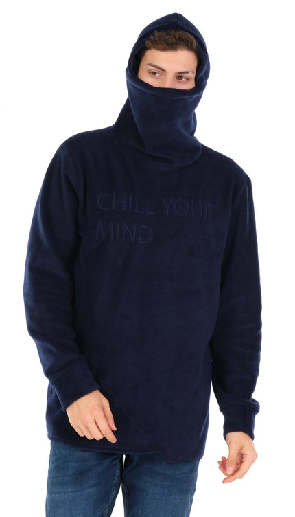 Chill Your Mind Masked Hoodie - Navy - Ron Tomson