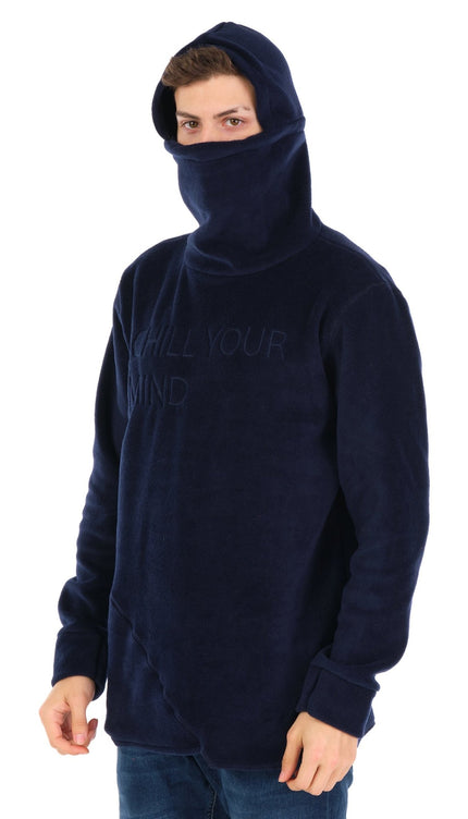 Chill Your Mind Masked Hoodie - Navy - Ron Tomson