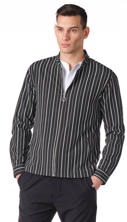 City Zip Shell Jacket - Striped - Ron Tomson