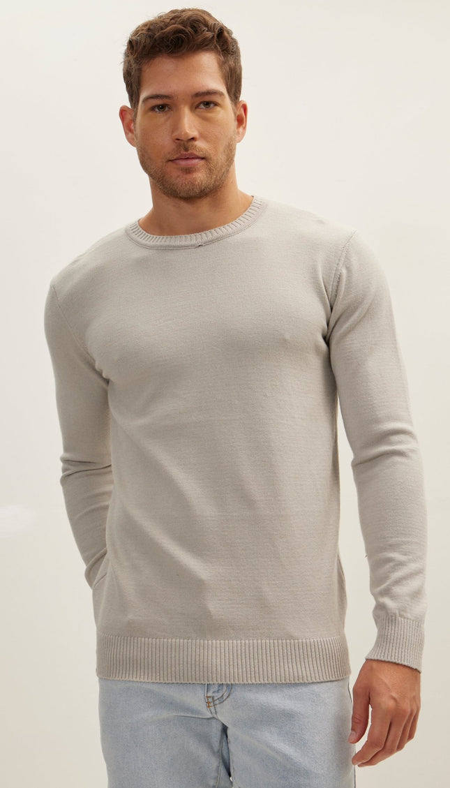 Classic Crew Neck Sweater - Grey - Ron Tomson