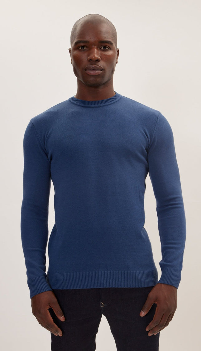 Classic Crew Neck Sweater - Indigo - Ron Tomson
