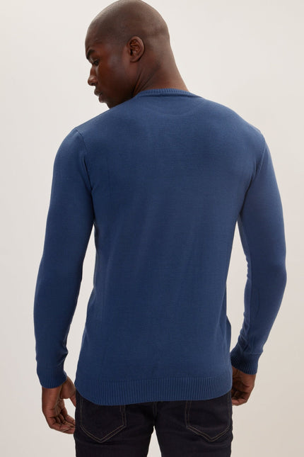 Classic Crew Neck Sweater - Indigo - Ron Tomson