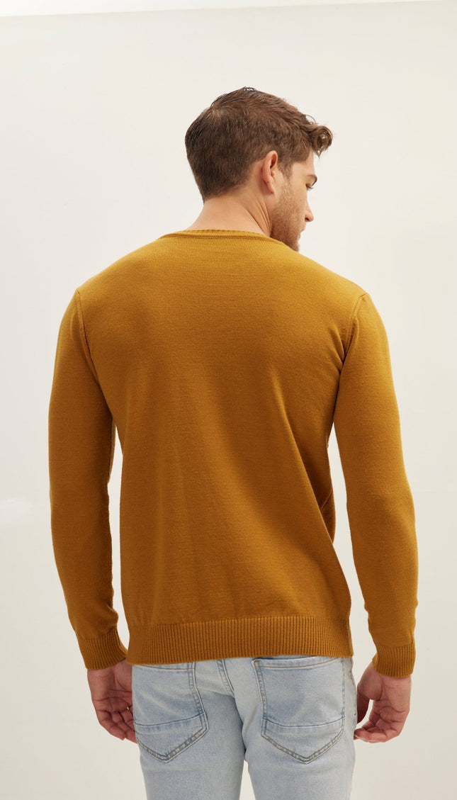 Classic Crew Neck Sweater - Mustard - Ron Tomson