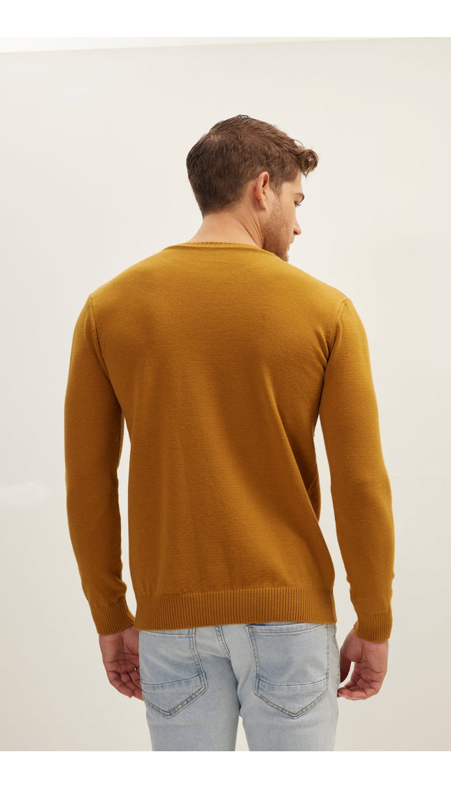 Classic Crew Neck Sweater - Mustard - Ron Tomson