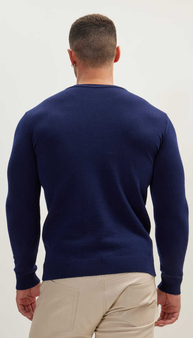 Classic Crew Neck Sweater - Navy - Ron Tomson