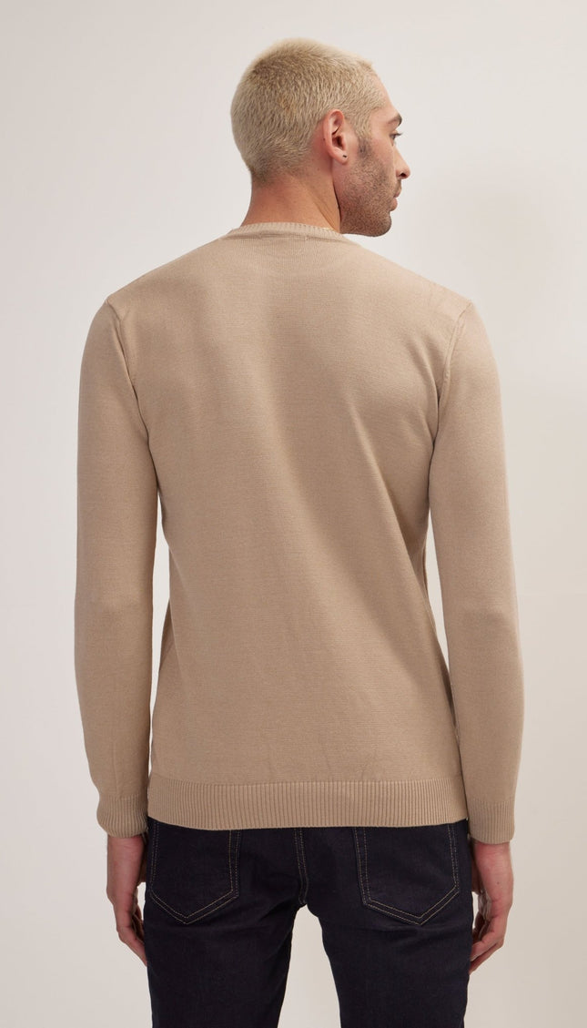 Classic Crew Neck Sweater - Stone - Ron Tomson